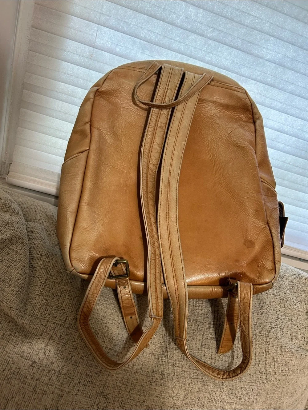 Leather Men's Backpack Tan Made in Columbia Soft